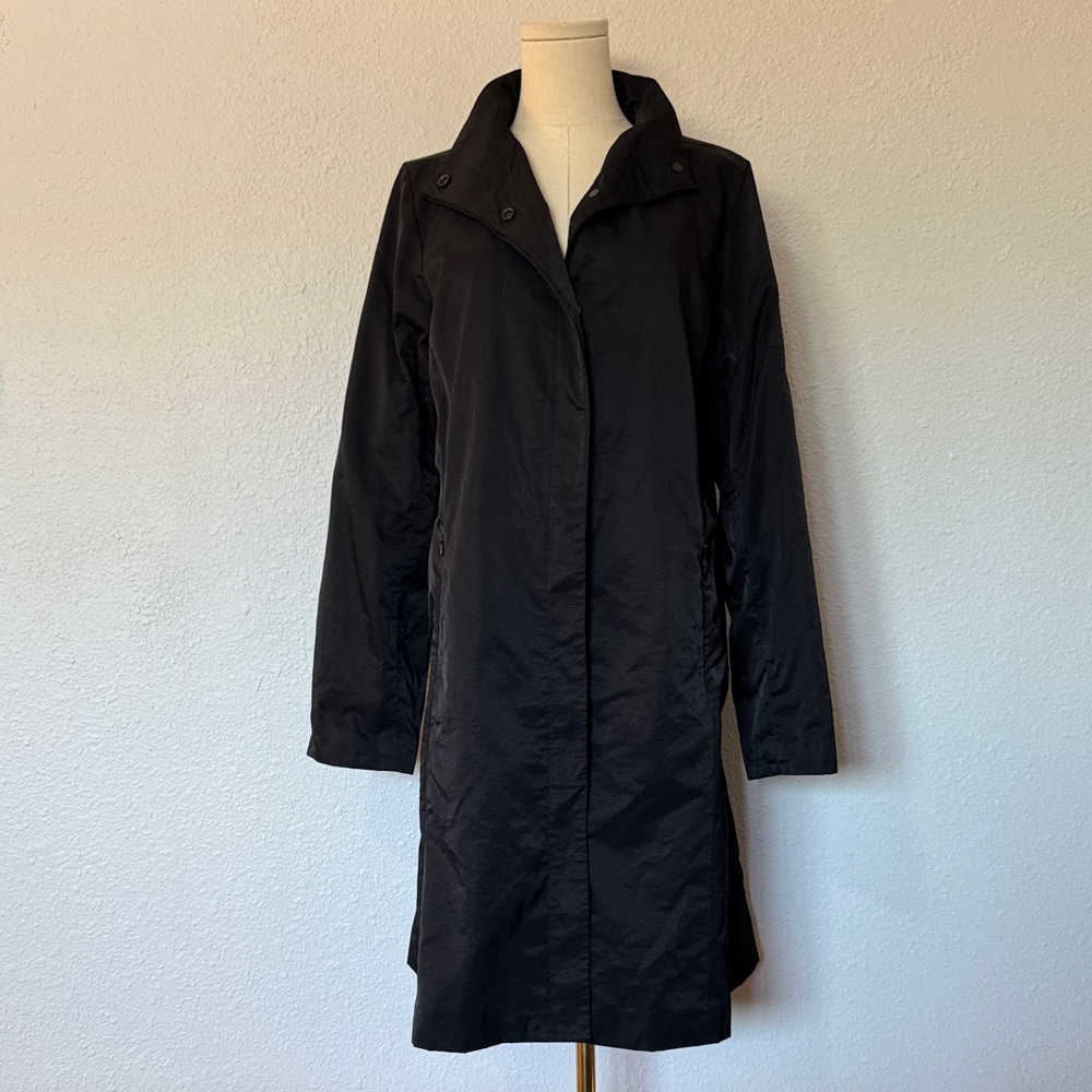 Eileen Fisher Black Fleece Lined Trench Style Coat size Medium